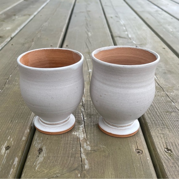 Set of 2 Michael Stanley PEI Prince Edward Island Red Clay Pottery Wine Goblets - Picture 6 of 14